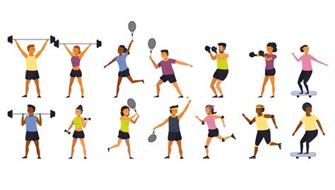 cartoon people exercising